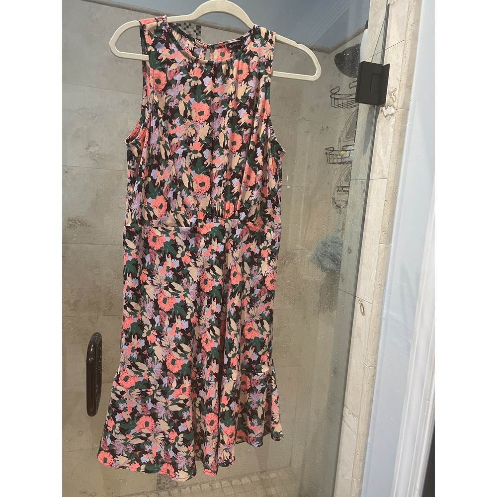 J Crew Mercantile Neon Floral Ruched Waist Fit Flare Dress 12 June NWT